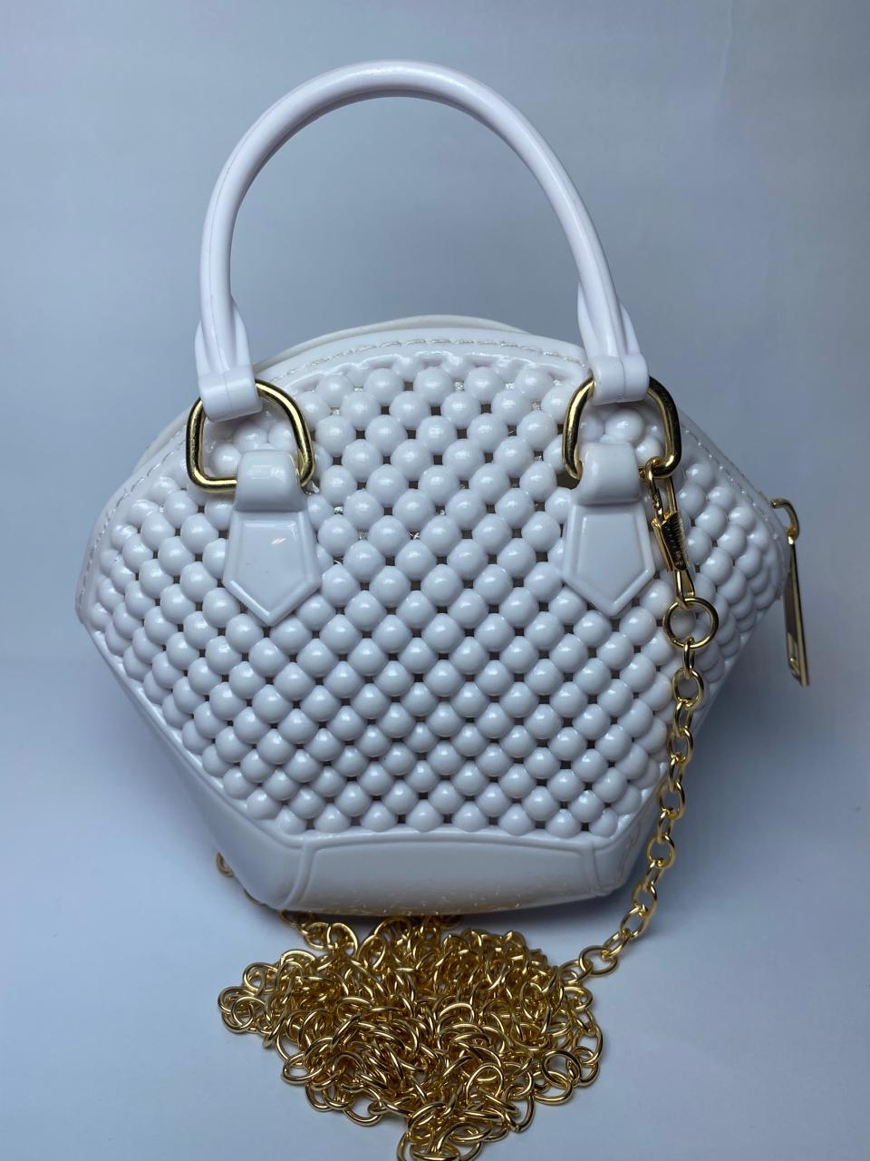 Elegant Pearl Beaded Kids Purse – Stylish Mini Handbag with Gold Chain