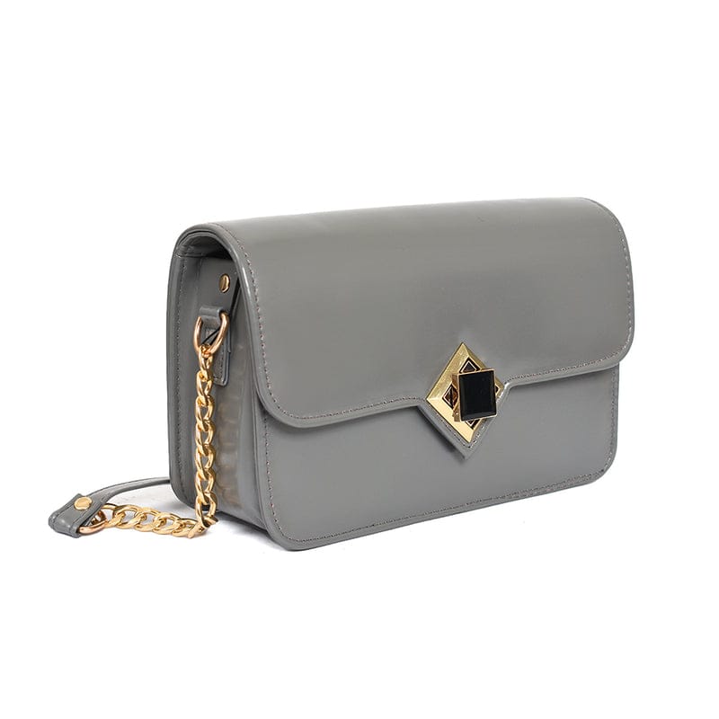 Chic Shoulder Purse with Gold Chain & Geometric Lock