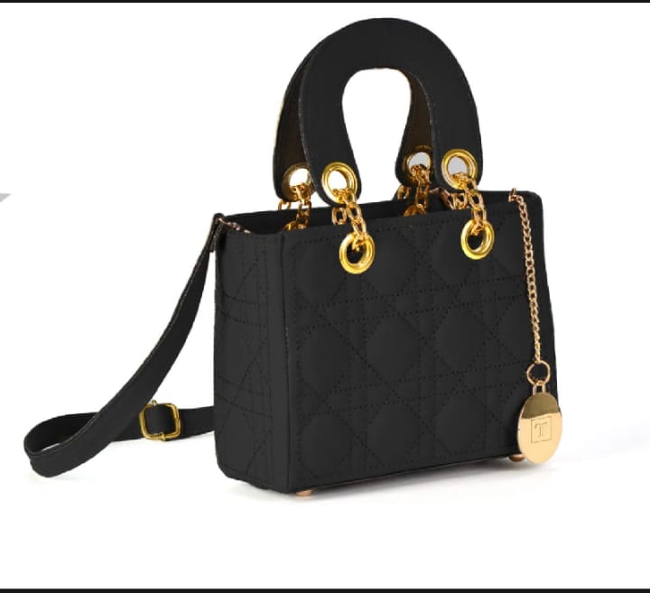 Designer Leather Handbag with a Secure Top Handle & Elegant Long Strap