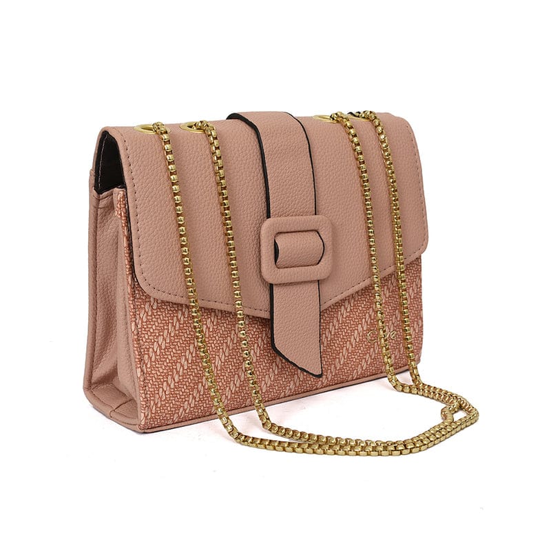 Versatile Small Shoulder Bag – Textured Denim Design with Classic Buckle Accent