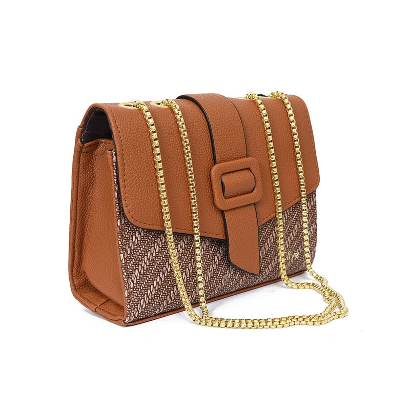 Versatile Small Shoulder Bag – Textured Denim Design with Classic Buckle Accent