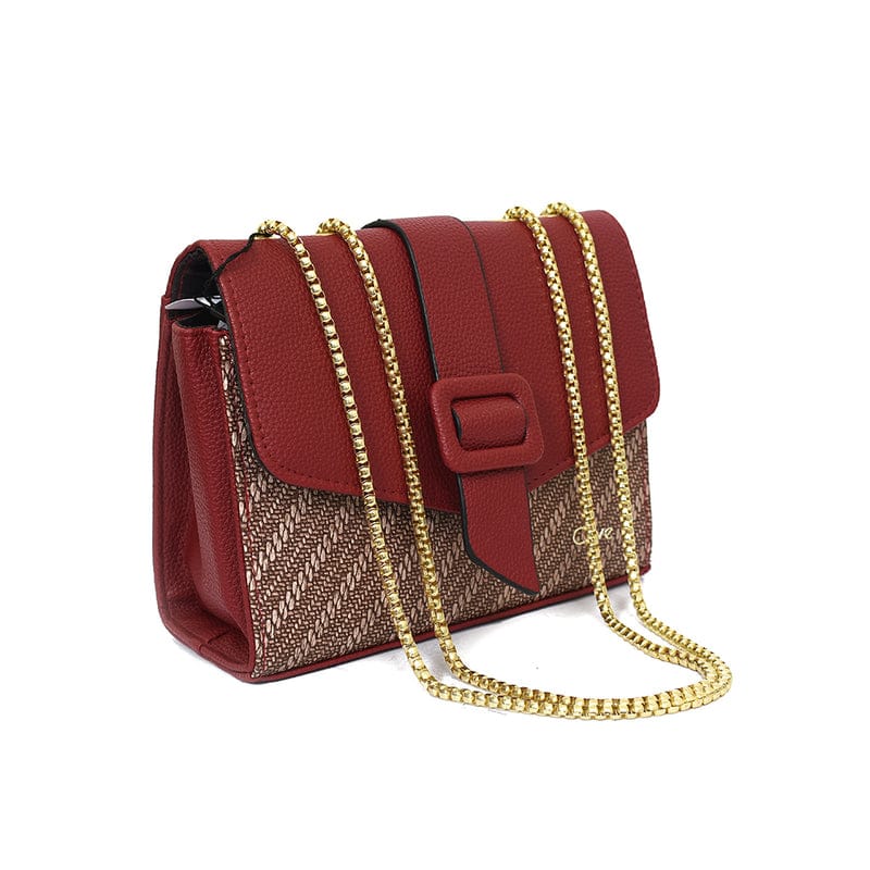 Versatile Small Shoulder Bag – Textured Denim Design with Classic Buckle Accent