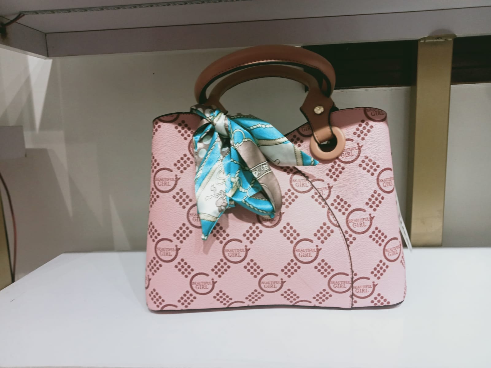 Chic Designer Handbag – Elegant Top Handle Purse with Silk Scarf