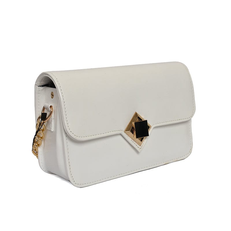Chic Shoulder Purse with Gold Chain & Geometric Lock