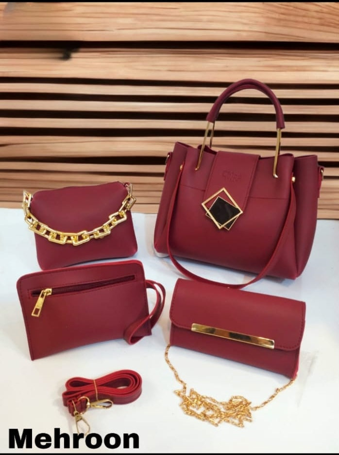 Stylish 4-Piece Handbag Set – Stylish Tote, Shoulder Bag, Crossbody & Pouch