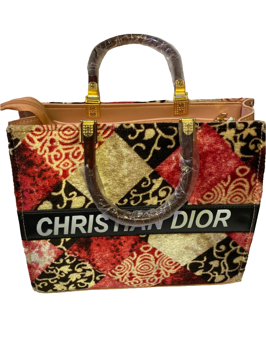 Luxury Inspired Velvet Tote Bag – with Elegant Floral Design