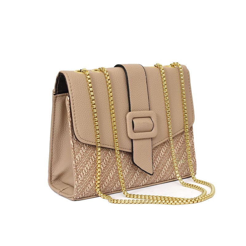 Versatile Small Shoulder Bag – Textured Denim Design with Classic Buckle Accent