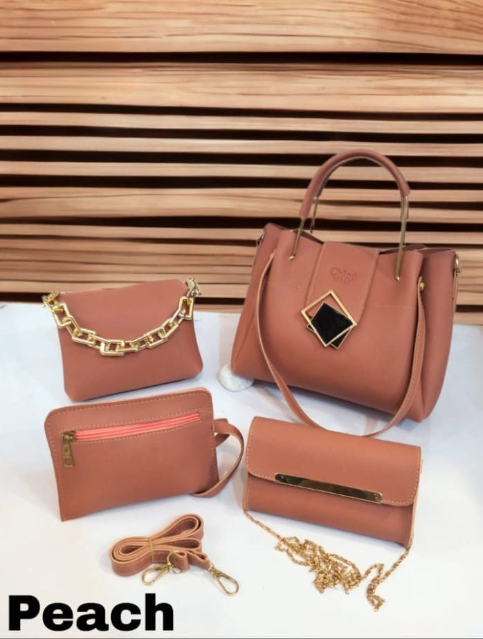 Stylish 4-Piece Handbag Set – Stylish Tote, Shoulder Bag, Crossbody & Pouch