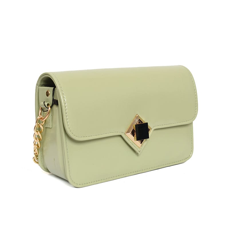 Chic Shoulder Purse with Gold Chain & Geometric Lock